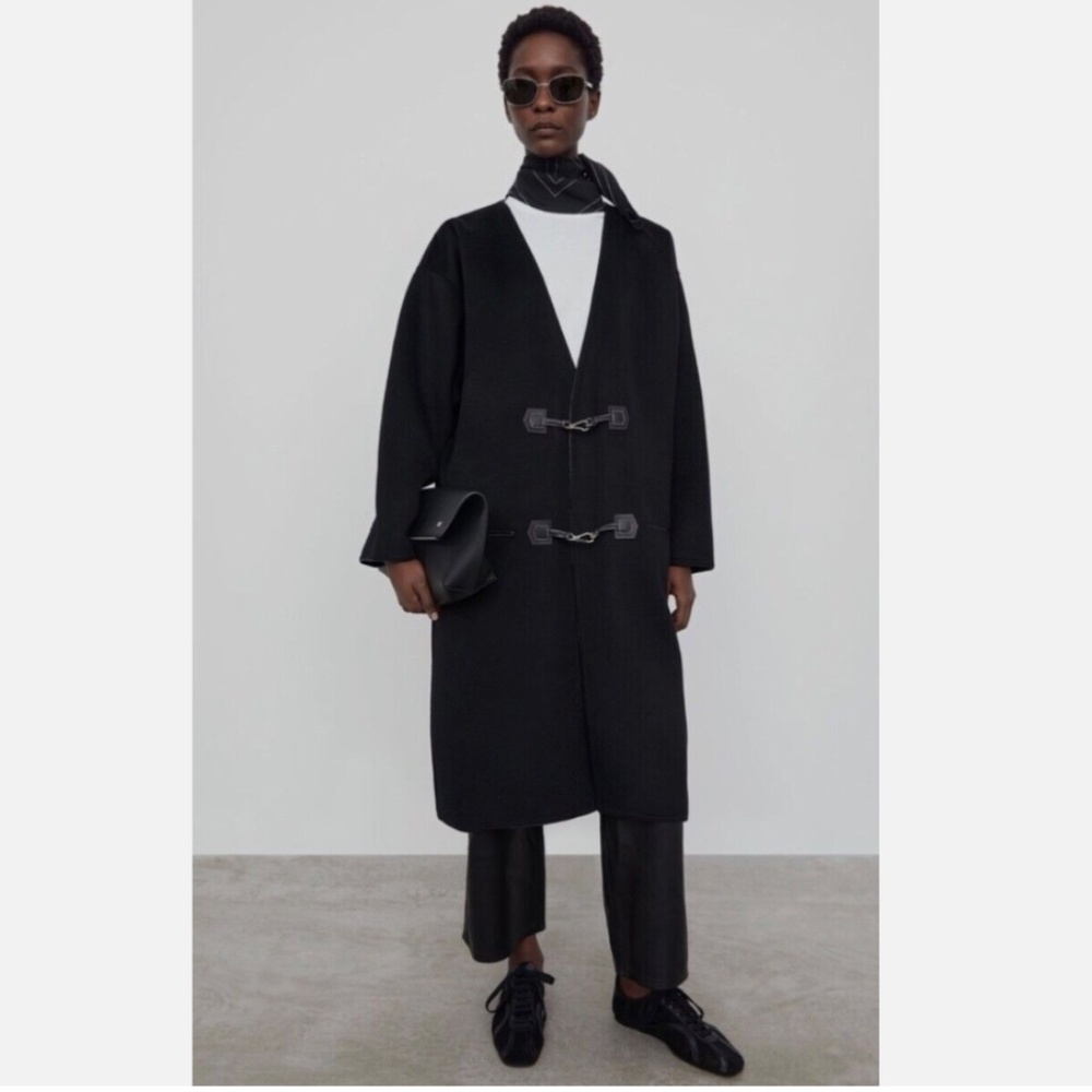 ★Org.$1355 100% Authentic!! NWT Toteme Cashmere Blend CLASP COAT Black 34★